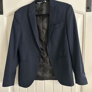 Navy Blue Tailored Sport Coat with Notched Lapel